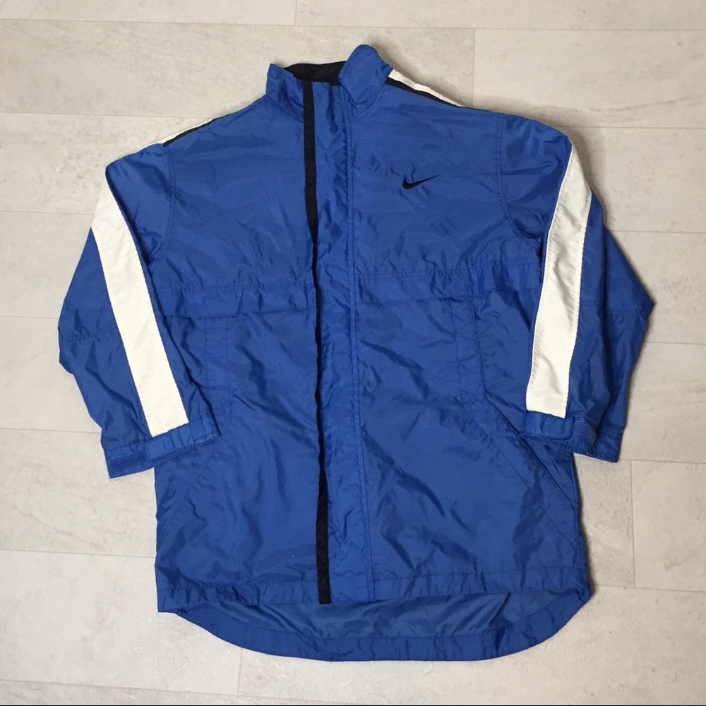 Nike Windbreaker Sz Large Blue White Nylon 14-16